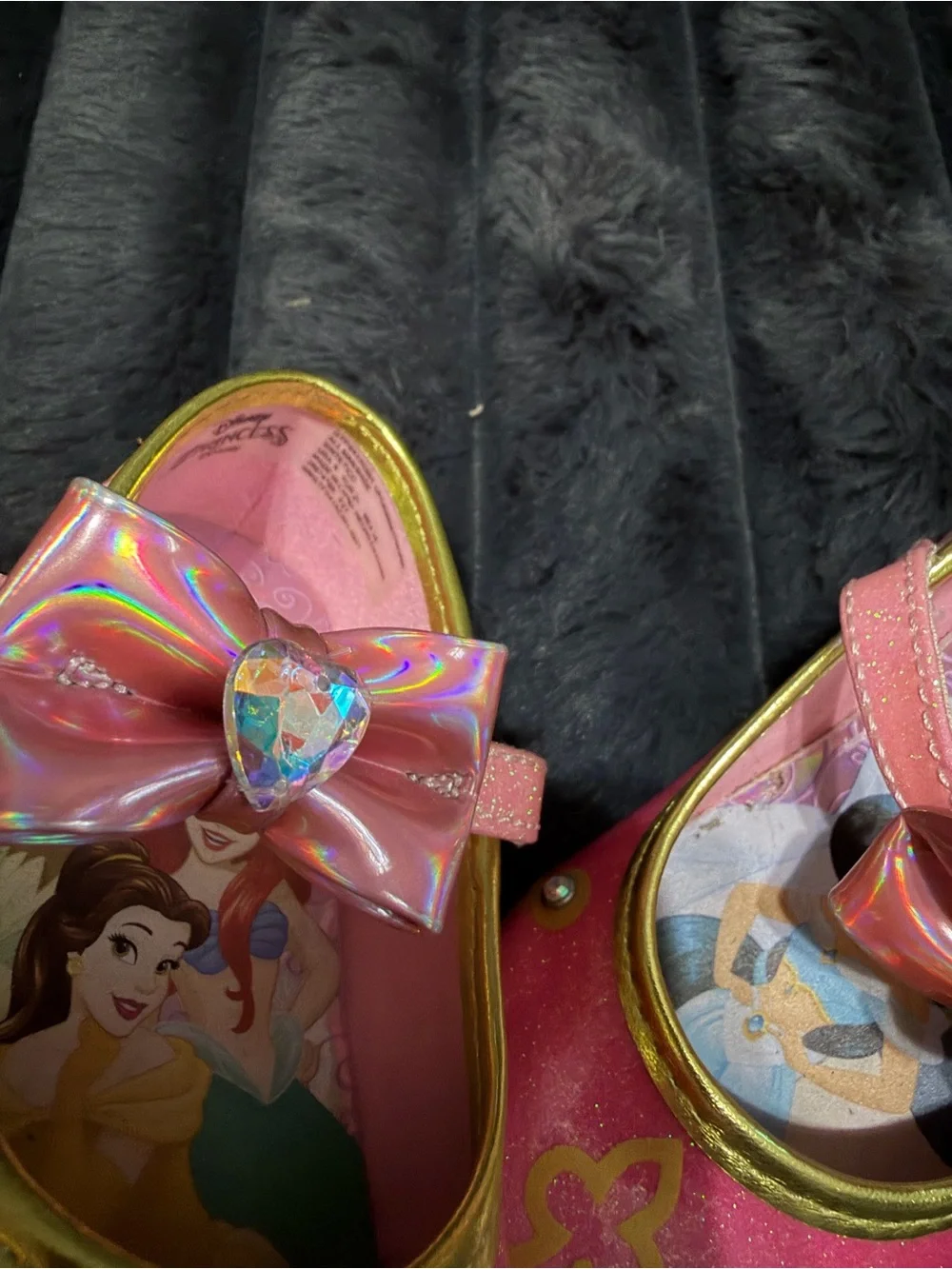 Disney Pink Glitter Princess Mary Jane Shoes with Iridescent Bow
